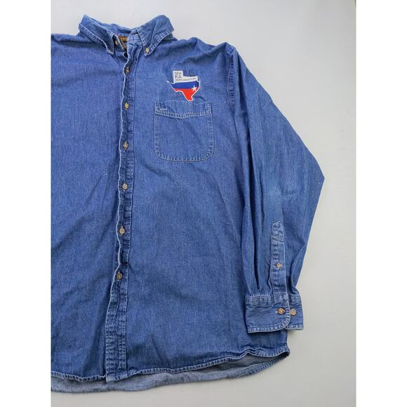 Mens Harriton NEA RA 2019 Houston Button Down Denim Shirt Size 2XL XXL Blue - Picture 4 of 10